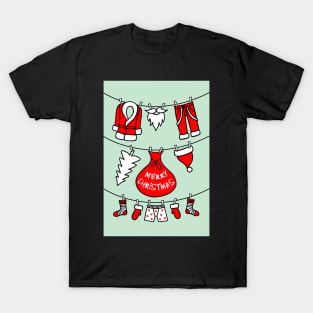 Santa Claus clothesline, Christmas card T-Shirt